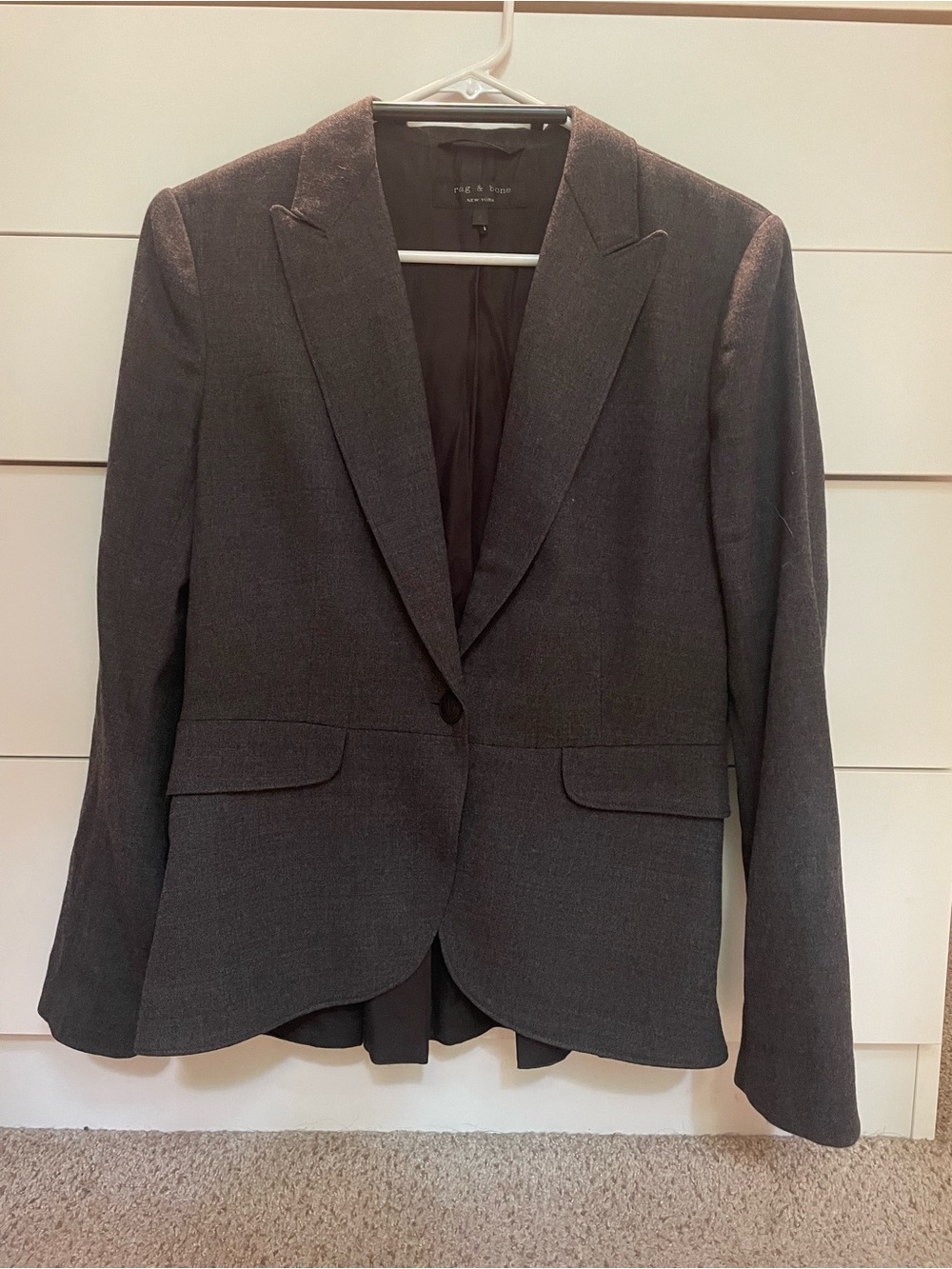 Rag & Bone Ny Women’s Charcoal Jett Ruffle Blazer Sz 8 - Picture 3 of 6